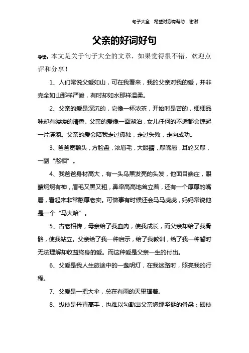 父亲的好词好句