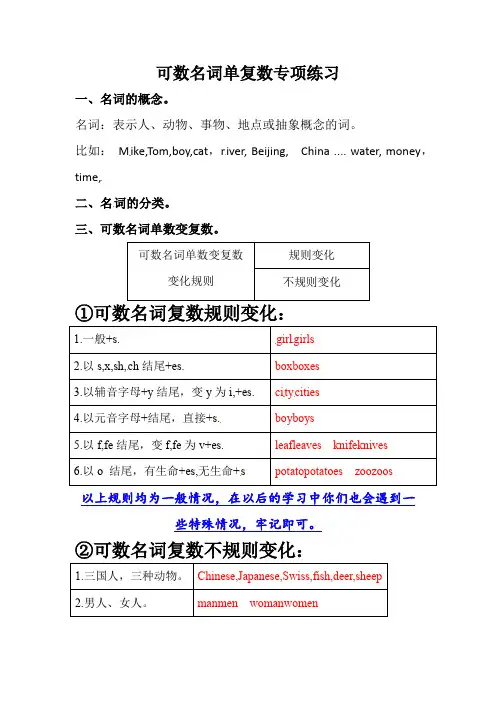 可数名词单复数专项(讲义)-通用版英语六年级下册