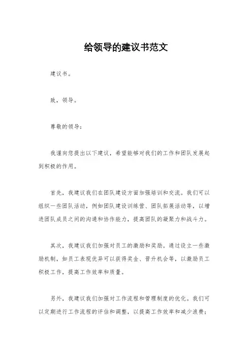 给领导的建议书范文