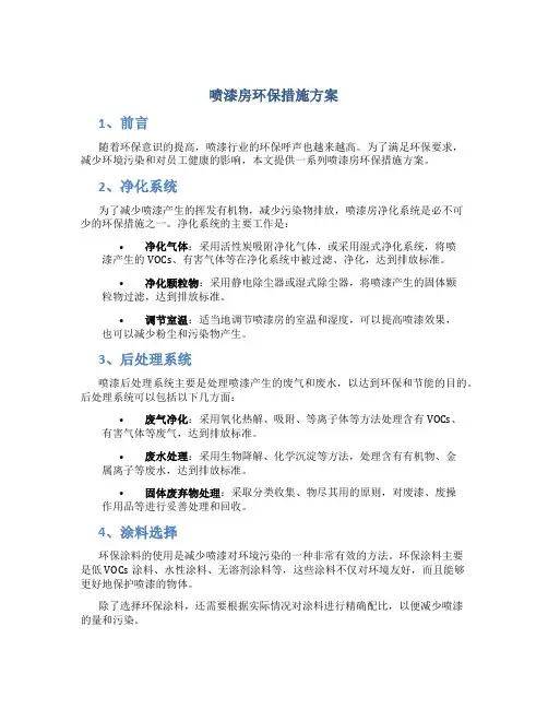 喷漆房环保措施方案