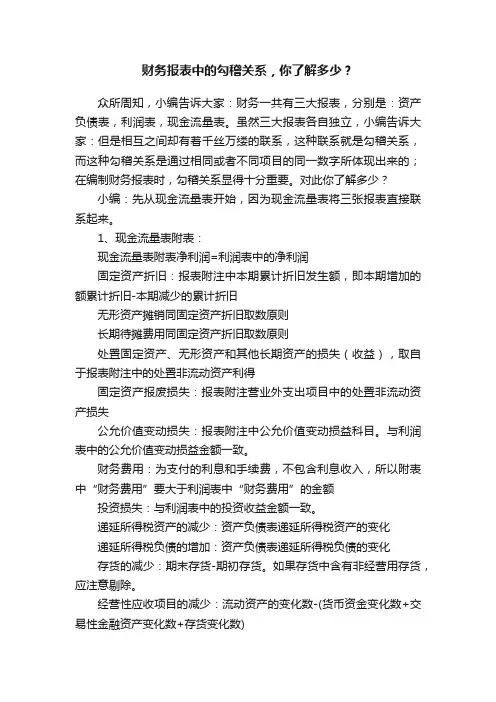 财务报表中的勾稽关系，你了解多少？