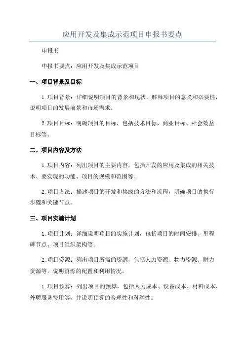 应用开发及集成示范项目申报书要点