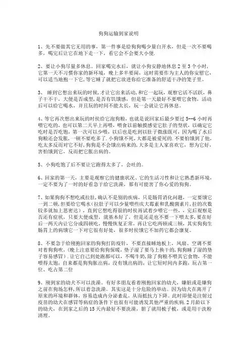 狗狗运输到家注意事项