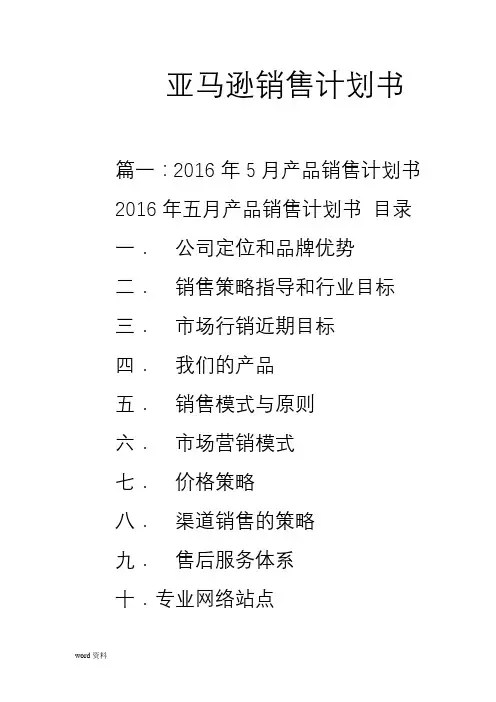 亚马逊销售计划书