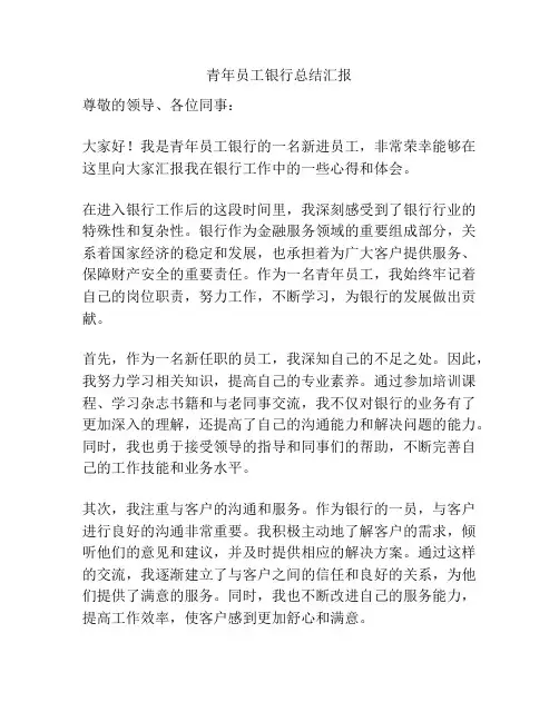 青年员工银行总结汇报