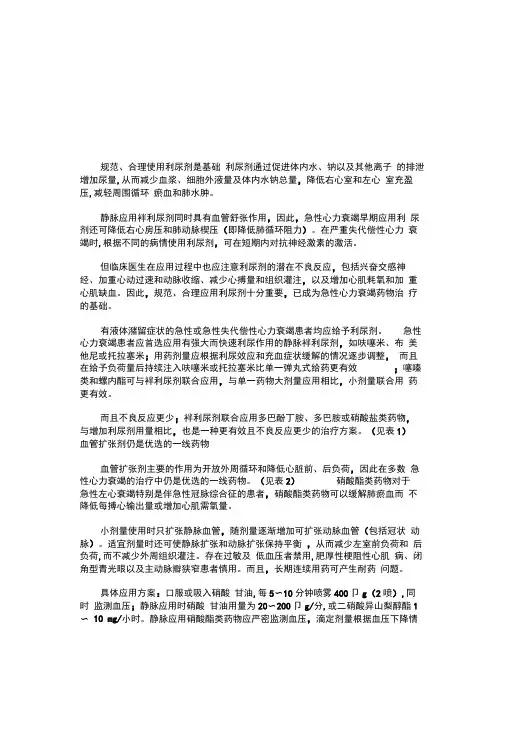 急性左心衰竭的用药略