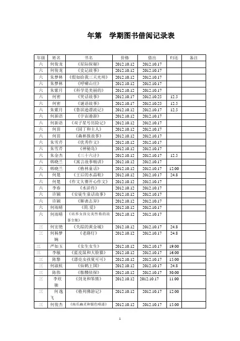 图书借阅记录表