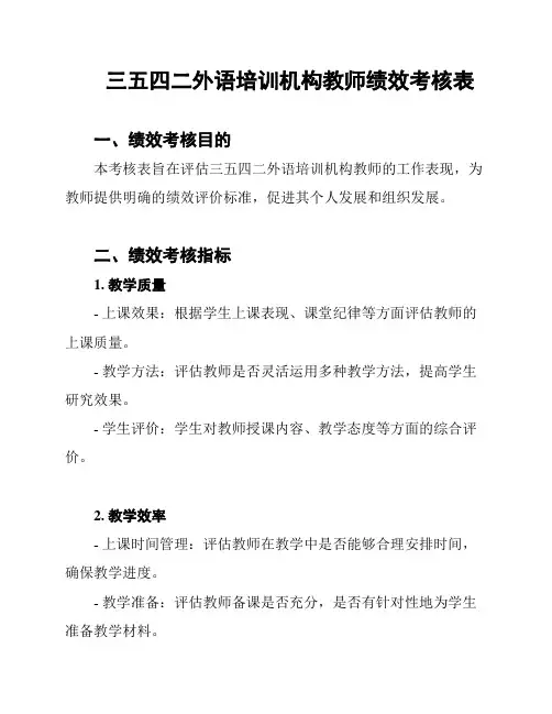 三五四二外语培训机构教师绩效考核表