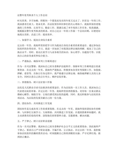法警年度考核表个人工作总结