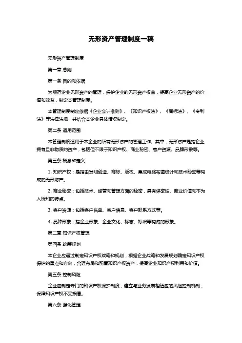 无形资产管理制度一稿