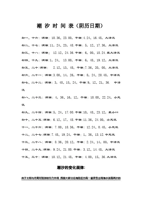 潮 汐 时 间 表