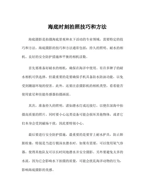 海底时刻拍照技巧和方法