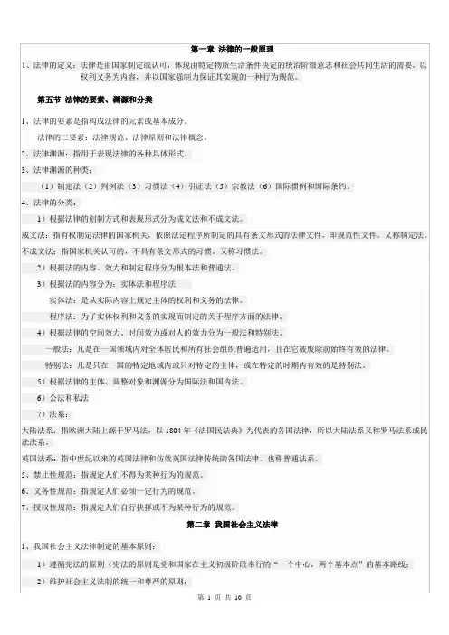 法学概论总复习重点