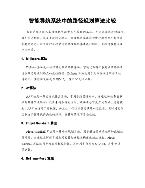 智能导航系统中的路径规划算法比较