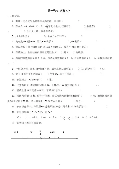 【深圳市】人教版六年级数学下册各单元练习题