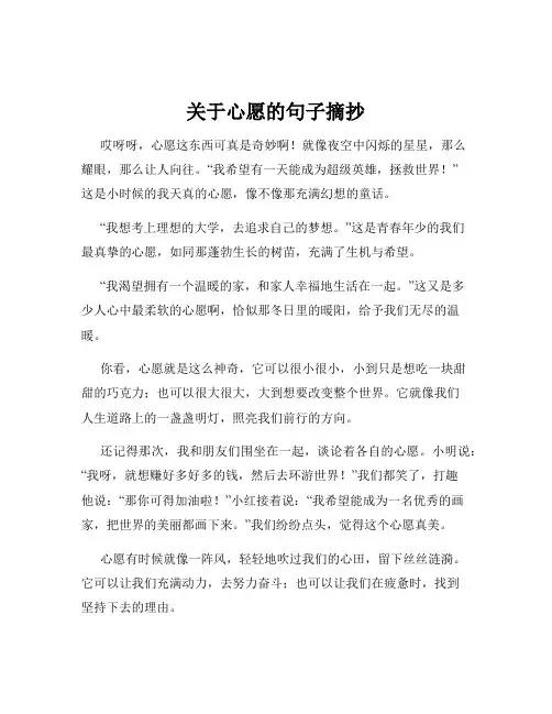 关于心愿的句子摘抄