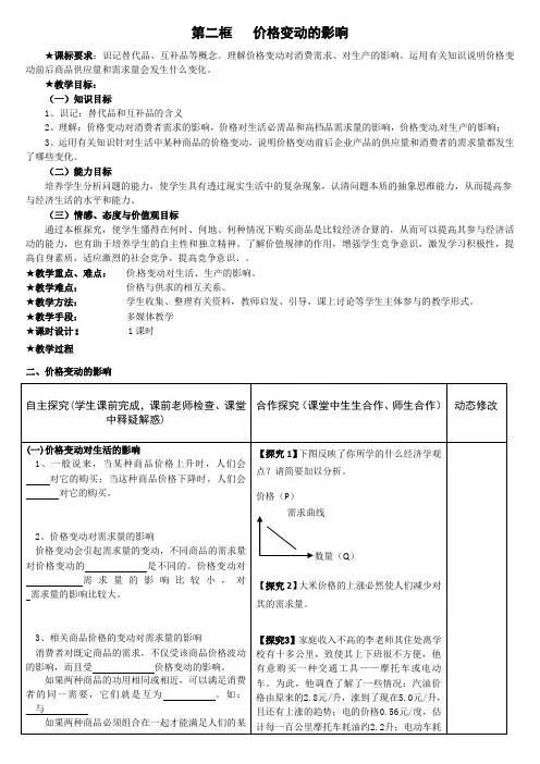 第二框   价格变动的影响