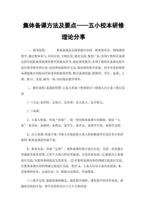 集体备课方法及要点——五小校本研修理论分享