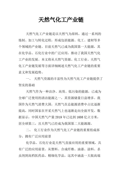 天然气化工产业链