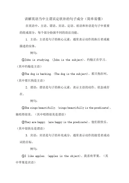 讲解英语当中主谓宾定状补的句子成分(简单易懂)