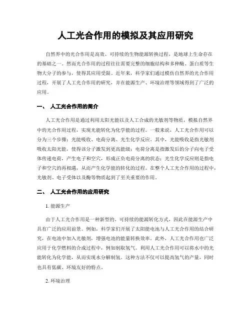 人工光合作用的模拟及其应用研究