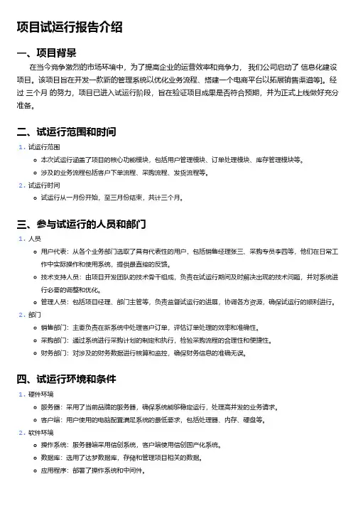 项目试运行报告怎么写