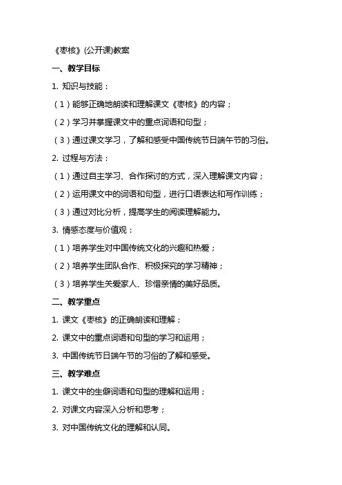《枣核》(公开课)教案