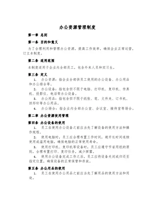 办公资源管理制度