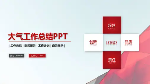 红色简洁工作总结计划模板(ppt共34张)