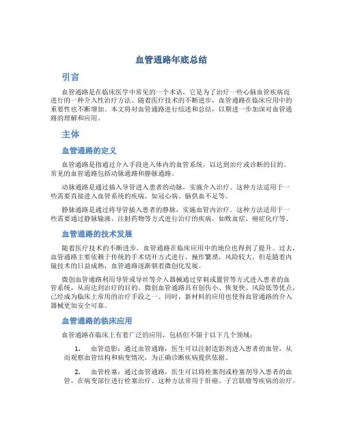 血管通路年底总结