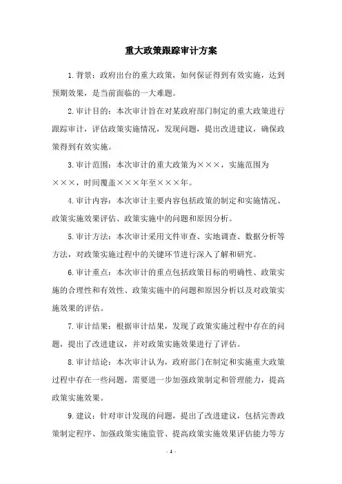 重大政策跟踪审计方案