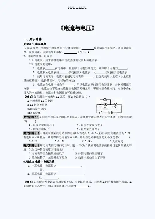 教科版九年级物理第五章探究电流讲义(极力推荐)