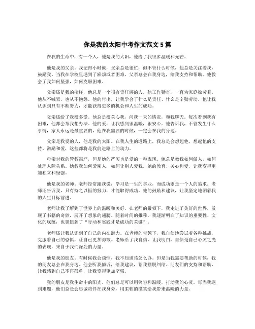 你是我的太阳中考作文范文5篇