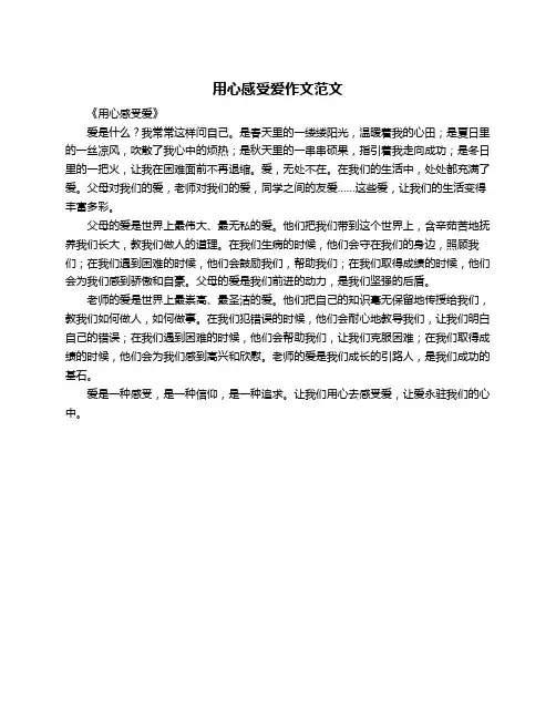 用心感受爱作文范文