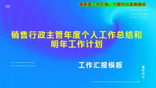 销售行政主管年度个人工作总结和明年工作计划PPT模板下载