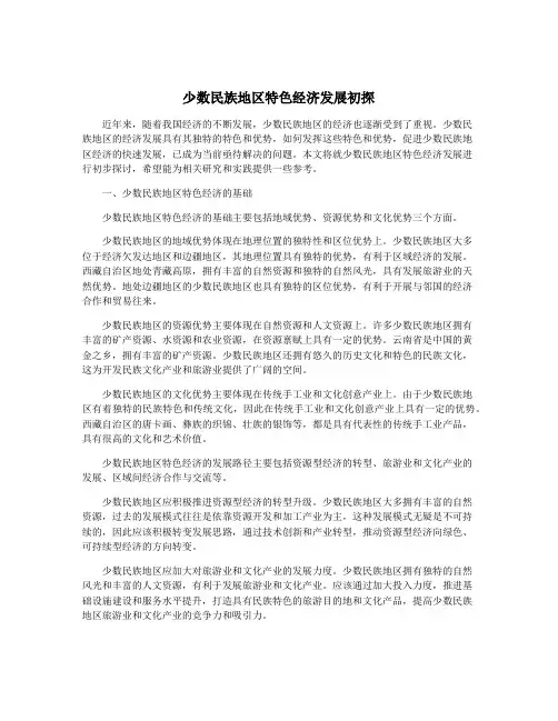 少数民族地区特色经济发展初探