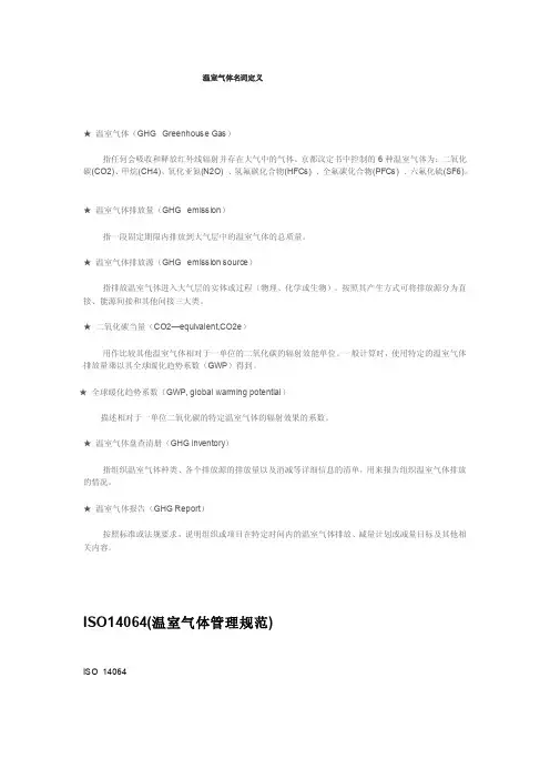 温室气体名词定义