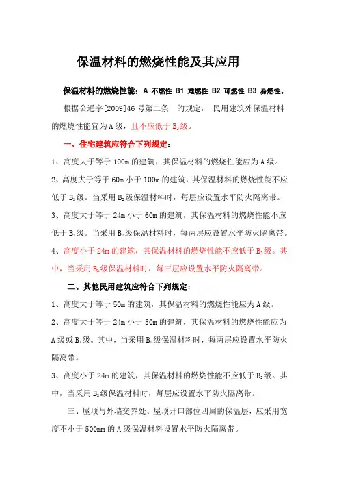 保温材料的燃烧性能及其应用