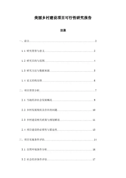 美丽乡村建设项目可行性研究报告