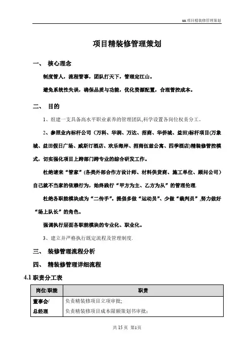 xx项目精装修管理方案(精品)