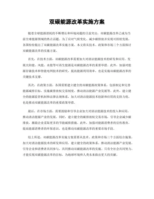 双碳能源改革实施方案