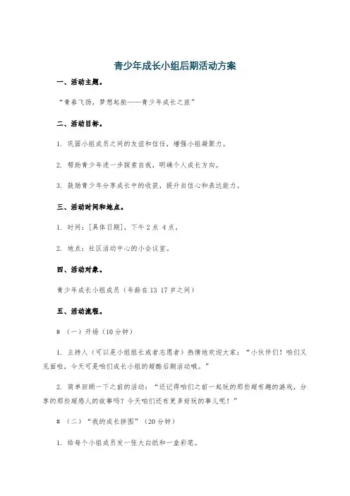 青少年成长小组后期活动方案