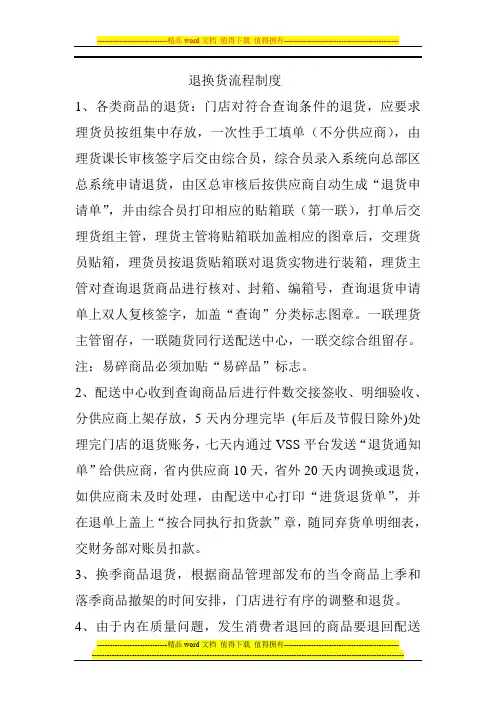 退换货流程制度