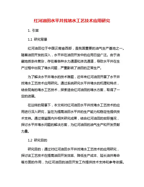 红河油田水平井找堵水工艺技术应用研究