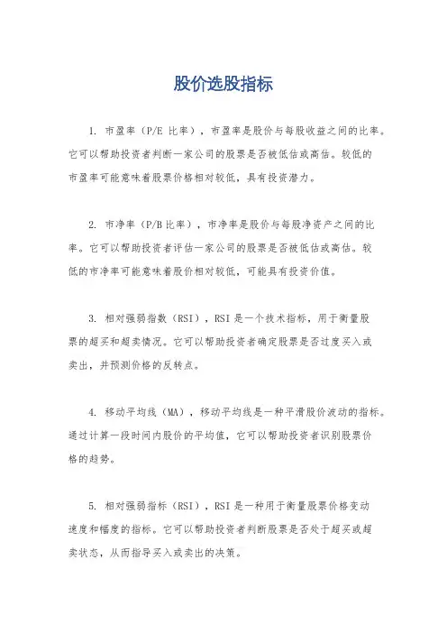股价选股指标