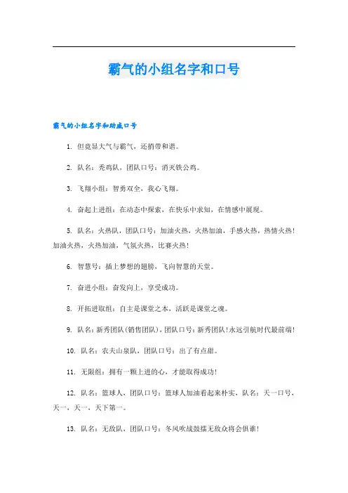 霸气的小组名字和口号