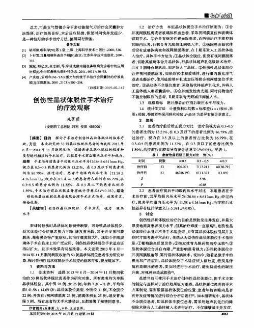 创伤性晶状体脱位手术治疗的疗效观察