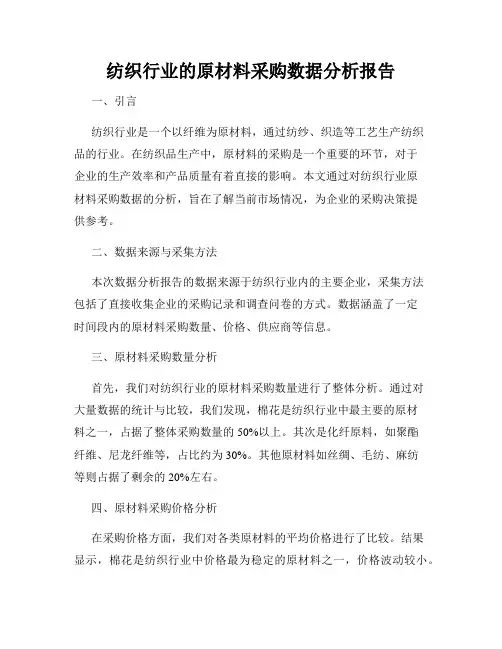 纺织行业的原材料采购数据分析报告