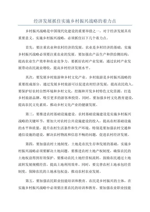 经济发展抓住实施乡村振兴战略的着力点