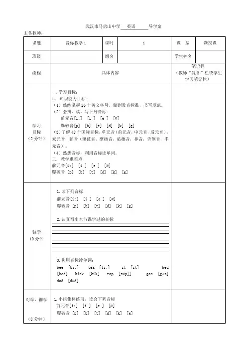 七年级英语Starters 预备篇-字母和音标